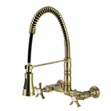 Hamilton Double-Handle 2-Hole Wall-Mount Pre-Rinse Bridge Kitchen Faucet