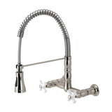 Heritage Double-Handle 2-Hole Wall-Mount Pre-Rinse Bridge Kitchen Faucet