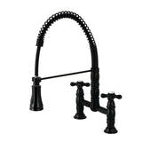 Heritage Double-Handle 2-Hole Deck-Mount Pre-Rinse Bridge Kitchen Faucet