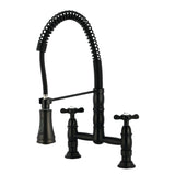 Essex Double-Handle 2-Hole Deck-Mount Pre-Rinse Bridge Kitchen Faucet