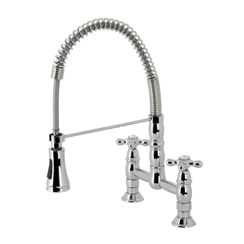 Heritage Double-Handle 2-Hole Deck-Mount Pre-Rinse Bridge Kitchen Faucet