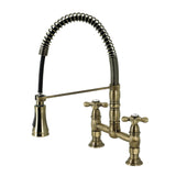 Heritage Double-Handle 2-Hole Deck-Mount Pre-Rinse Bridge Kitchen Faucet