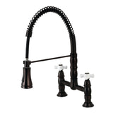 Heritage Double-Handle 2-Hole Deck-Mount Pre-Rinse Bridge Kitchen Faucet