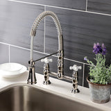 Heritage Double-Handle 2-Hole Deck-Mount Pre-Rinse Bridge Kitchen Faucet