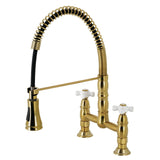 Heritage Double-Handle 2-Hole Deck-Mount Pre-Rinse Bridge Kitchen Faucet