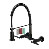 Kaiser Double-Handle 2-Hole Wall-Mount Pre-Rinse Bridge Kitchen Faucet