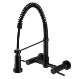 Concord Double-Handle 2-Hole Wall-Mount Pre-Rinse Bridge Kitchen Faucet