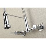 Concord Double-Handle 2-Hole Wall-Mount Pre-Rinse Bridge Kitchen Faucet