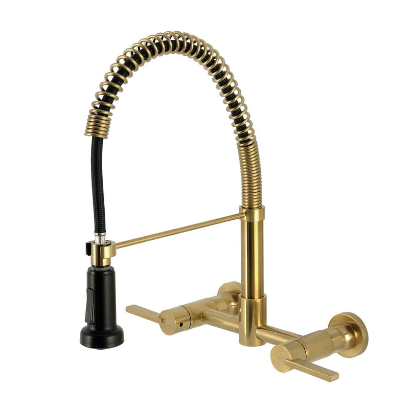 Continental Double-Handle 2-Hole Wall-Mount Pre-Rinse Bridge Kitchen Faucet