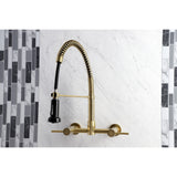Concord Double-Handle 2-Hole Wall-Mount Pre-Rinse Bridge Kitchen Faucet