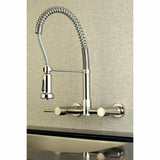 Concord Double-Handle 2-Hole Wall-Mount Pre-Rinse Bridge Kitchen Faucet