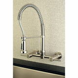 Concord Double-Handle 2-Hole Wall-Mount Pre-Rinse Bridge Kitchen Faucet