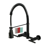 Kaiser Double-Handle 2-Hole Wall-Mount Pre-Rinse Bridge Kitchen Faucet