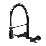 Continental Double-Handle 2-Hole Wall-Mount Pre-Rinse Bridge Kitchen Faucet