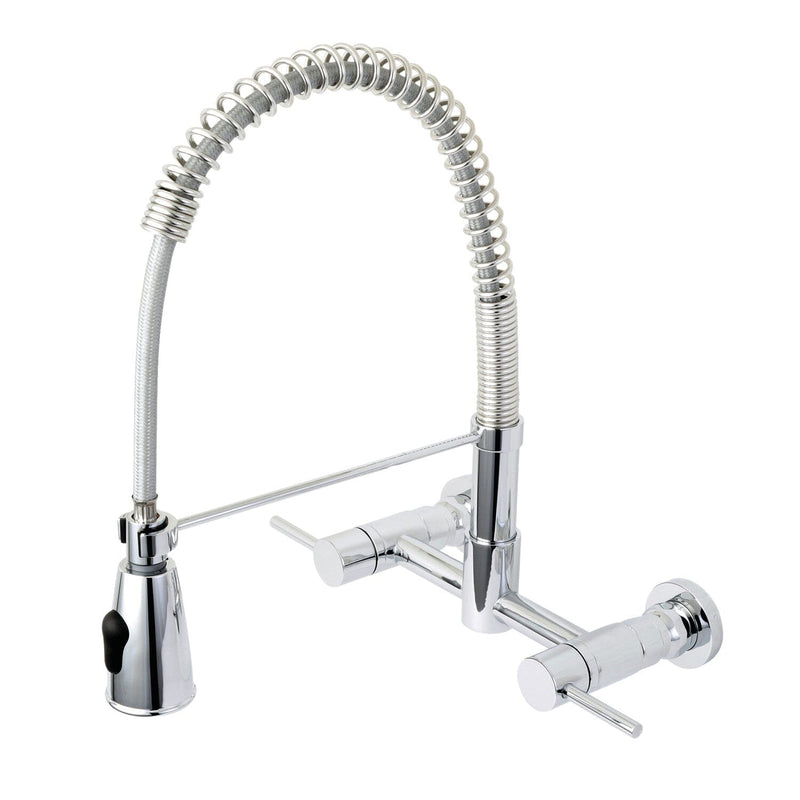 Concord Double-Handle 2-Hole Wall-Mount Pre-Rinse Bridge Kitchen Faucet