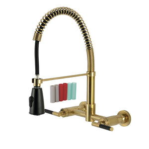 Kaiser Double-Handle 2-Hole Wall-Mount Pre-Rinse Bridge Kitchen Faucet