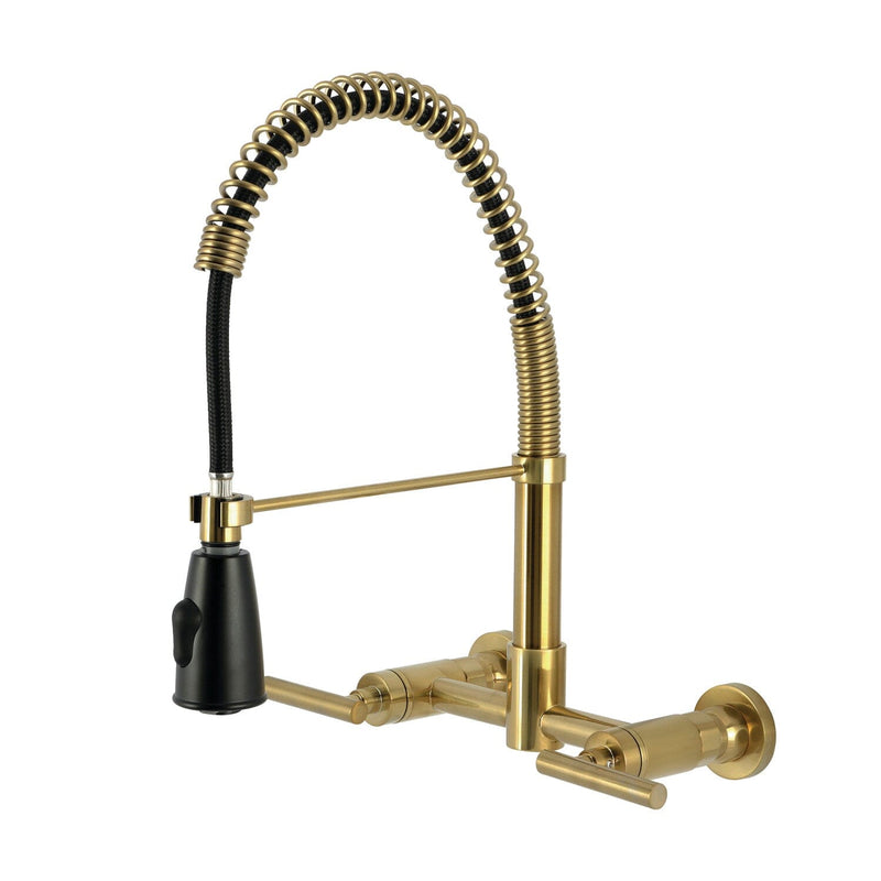 Manhattan Double-Handle 2-Hole Wall-Mount Pre-Rinse Bridge Kitchen Faucet