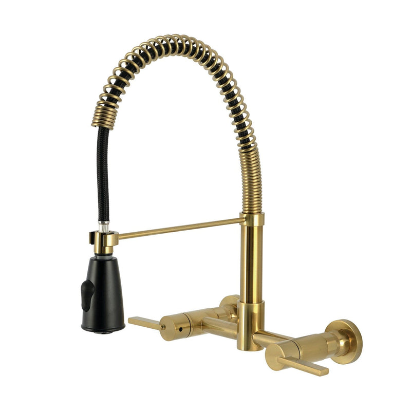 Continental Double-Handle 2-Hole Wall-Mount Pre-Rinse Bridge Kitchen Faucet