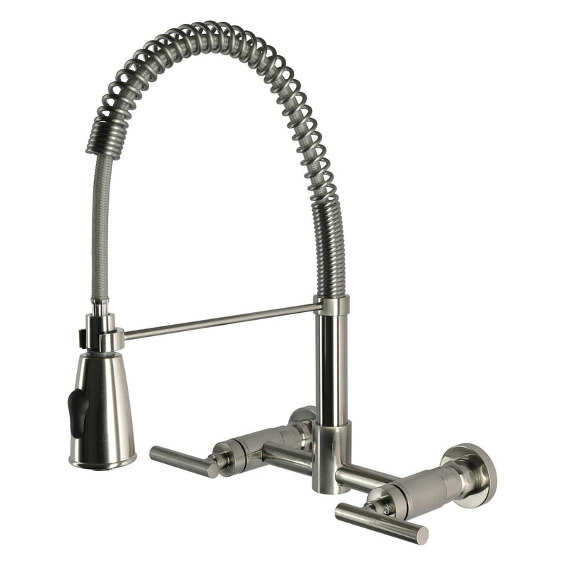 Manhattan Double-Handle 2-Hole Wall-Mount Pre-Rinse Bridge Kitchen Faucet