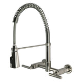 Manhattan Double-Handle 2-Hole Wall-Mount Pre-Rinse Bridge Kitchen Faucet