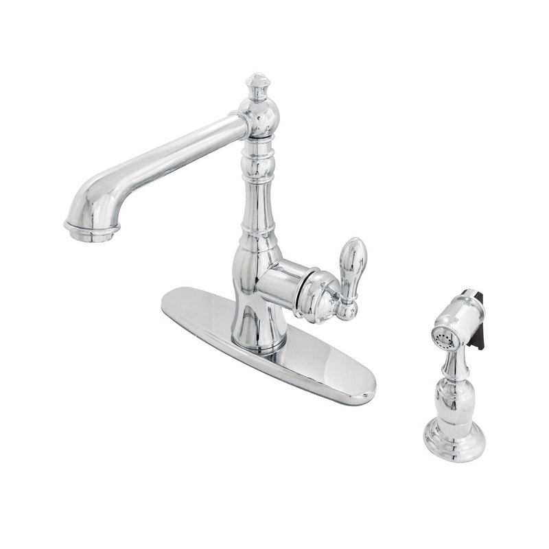 American Classic Single-Handle 2-or-4 Hole Kitchen Faucet with Brass Sprayer