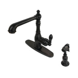 American Classic Single-Handle 2-or-4 Hole Deck Mount Kitchen Faucet with Brass Side Sprayer
