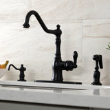 American Classic Single-Handle 2-or-4 Hole Deck Mount Kitchen Faucet with Brass Side Sprayer
