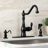 American Classic Single-Handle 2-or-4 Hole Deck Mount Kitchen Faucet with Brass Side Sprayer