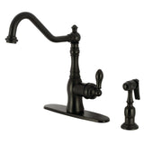 American Classic Single-Handle 2-or-4 Hole Deck Mount Kitchen Faucet with Brass Side Sprayer