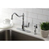 American Classic Single-Handle 2-or-4 Hole Deck Mount Kitchen Faucet with Brass Side Sprayer