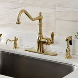 American Classic Single-Handle 2-or-4 Hole Deck Mount Kitchen Faucet with Brass Side Sprayer