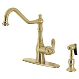 American Classic Single-Handle 2-or-4 Hole Deck Mount Kitchen Faucet with Brass Side Sprayer