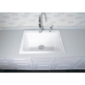 Towne 25-Inch Cast Iron Self-Rimming 2-Hole Single Bowl Drop-In Kitchen Sink
