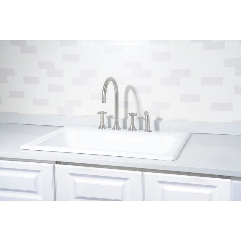 Towne 33-Inch Cast Iron Self-Rimming Single Bowl Drop-In Kitchen Sink (4-Hole)