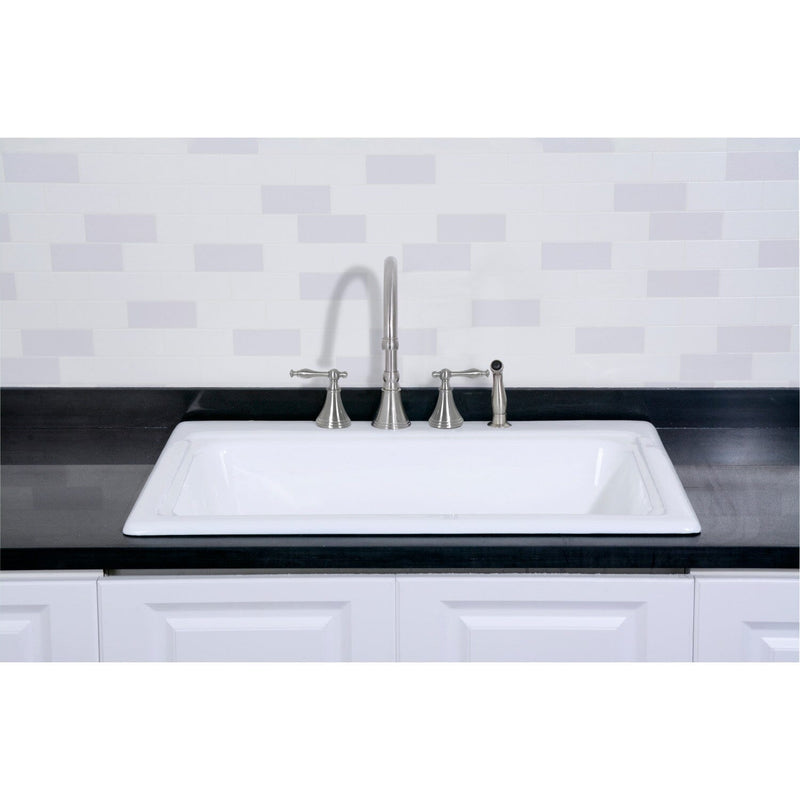 Towne 33-Inch Cast Iron Self-Rimming Single Bowl Drop-In Kitchen Sink (4-Hole)