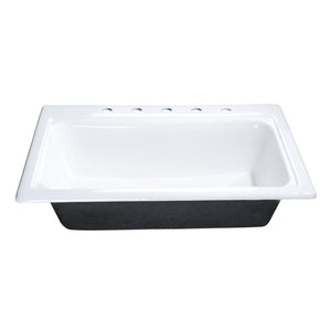 Towne 33-Inch Cast Iron Self-Rimming 5-Hole Single Bowl Drop-In Kitchen Sink