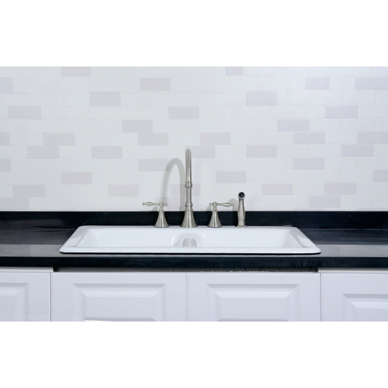 Petra Galley 33-Inch Cast Iron Self-Rimming Double Bowl Drop-In Kitchen Sink (4-Hole)