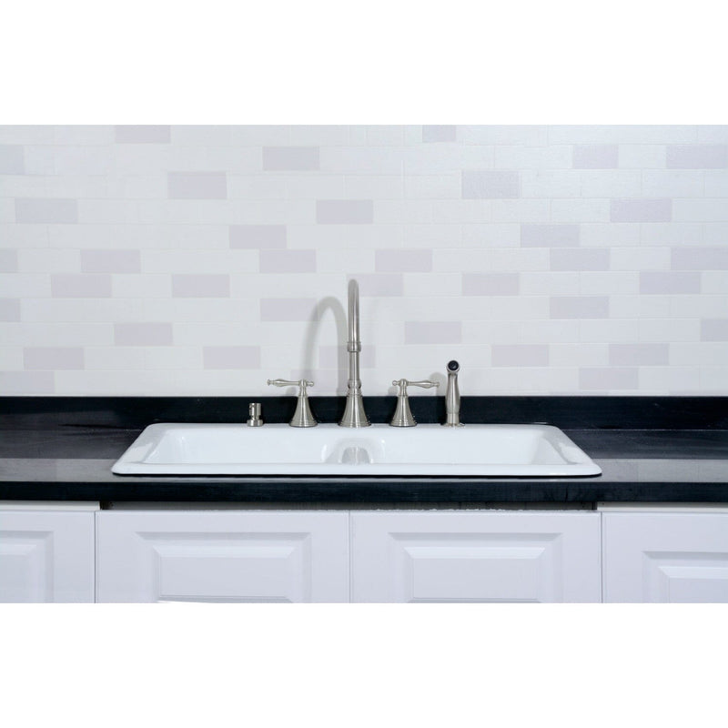 Petra Galley 33-Inch Cast Iron Self-Rimming Double Bowl Drop-In Kitchen Sink (5-Hole)