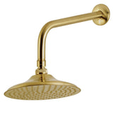 Victorian 7-3/4 Inch Round Raindrop Brass Shower Head with 12-Inch Shower Arm