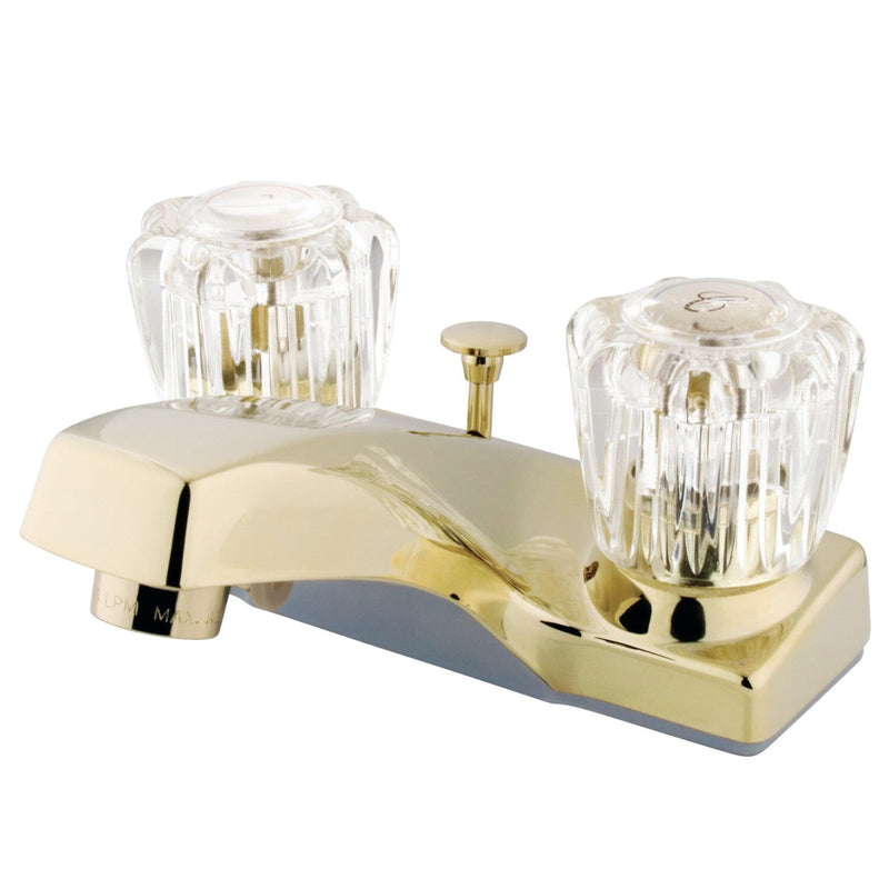 Columbia Double-Handle 3-Hole Deck Mount 4-Inch Centerset Bathroom Faucet with Brass Pop-Up