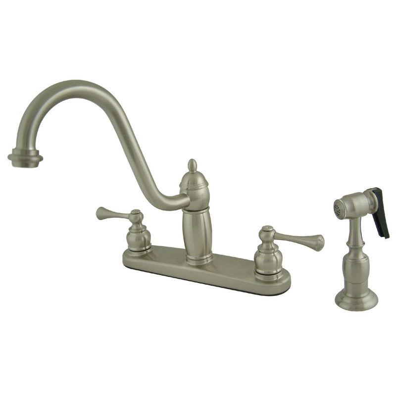 Heritage Two-Handle 4-Hole 8" Centerset Kitchen Faucet with Side Sprayer