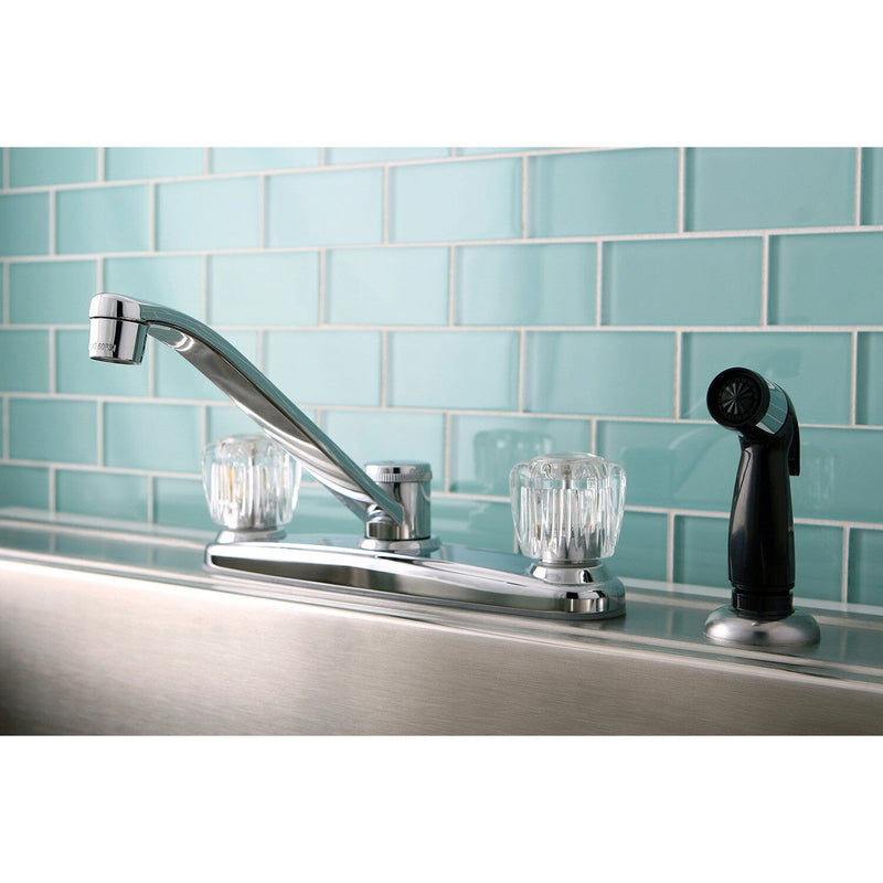 Americana Two-Handle 4-Hole 8" Centerset Kitchen Faucet with Side Sprayer