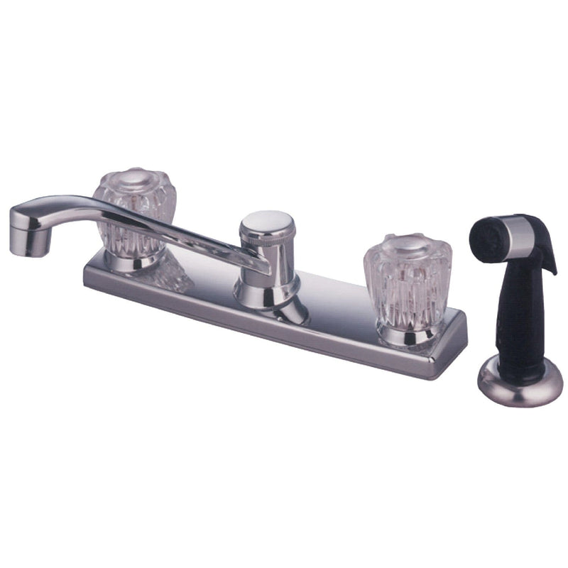 Americana Two-Handle 4-Hole 8" Centerset Kitchen Faucet with Side Sprayer