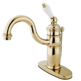 Victorian One-Handle 1-Hole Bathroom Faucet with Deck Plate and Pop-Up Drain
