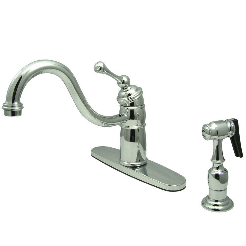 Victorian Single-Handle 2-or-4 Hole Kitchen Faucet with Brass Sprayer