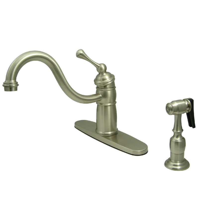 Victorian Single-Handle 2-or-4 Hole Kitchen Faucet with Brass Sprayer
