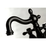 Heritage Two-Handle 3-Hole Deck Mount 4" Centerset Bathroom Faucet with Plastic Pop-Up