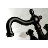 Heritage Two-Handle 3-Hole Deck Mount 4" Centerset Bathroom Faucet with Plastic Pop-Up