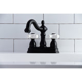 Heritage Double-Handle 3-Hole Deck Mount 4-Inch Centerset Bathroom Faucet with Pop-Up Drain