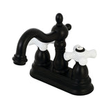 Heritage Two-Handle 3-Hole Deck Mount 4" Centerset Bathroom Faucet with Plastic Pop-Up